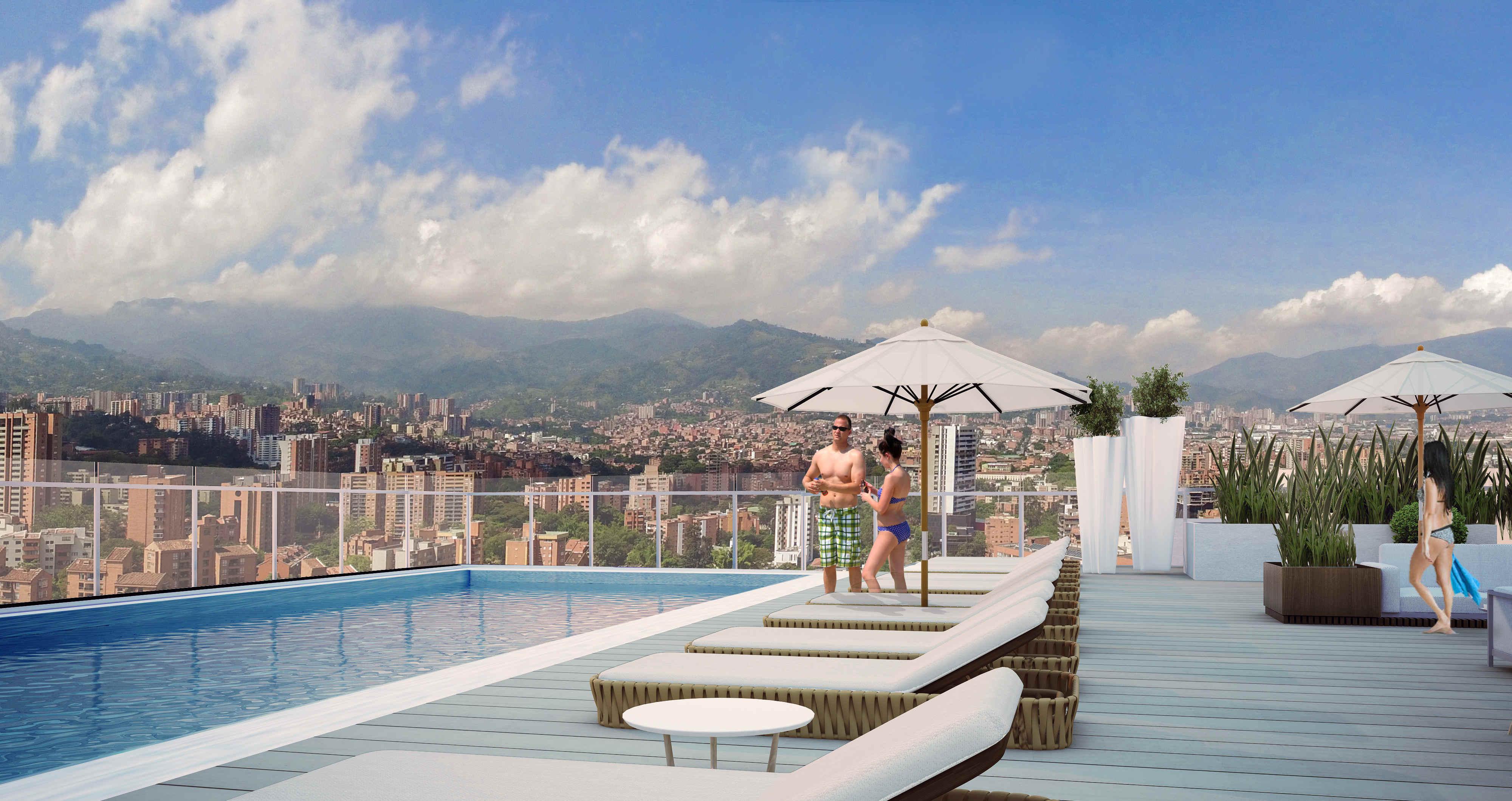 Hotel York Luxury Suites Medellin By Preferred Экстерьер фото Skyline pool